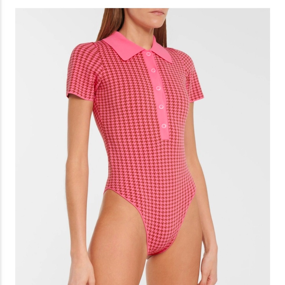 Tropic of C Pink Houndstooth Women's Bodysuit